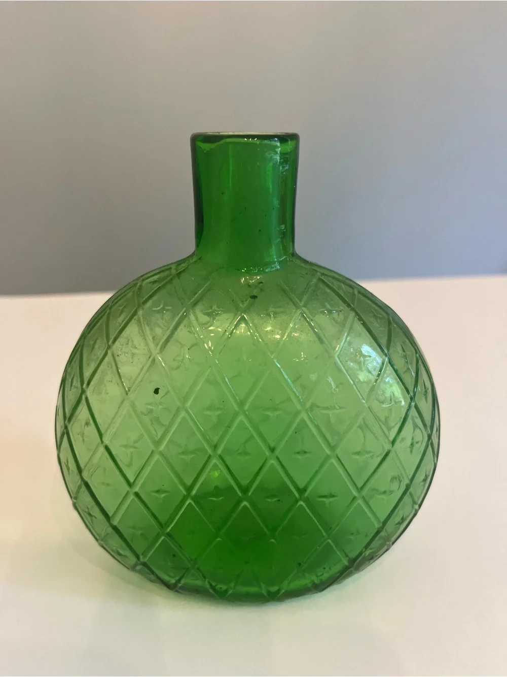 Green Textured Glass Decorative Vase